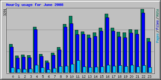 Hourly usage for June 2008