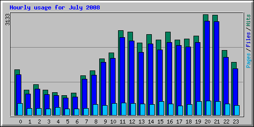Hourly usage for July 2008