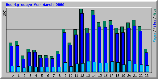 Hourly usage for March 2009